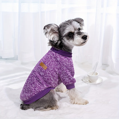 1pc Dog Puppy Knitted Classic Sweater, Warm Fleece Sweater Clothes, Thermal Winter Clothing For Dogs Cats