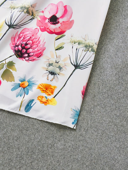 Floral Print Off Shoulder Dress, Elegant Short Sleeve Elastic Trim Dress For Spring & Summer, Women's Clothing