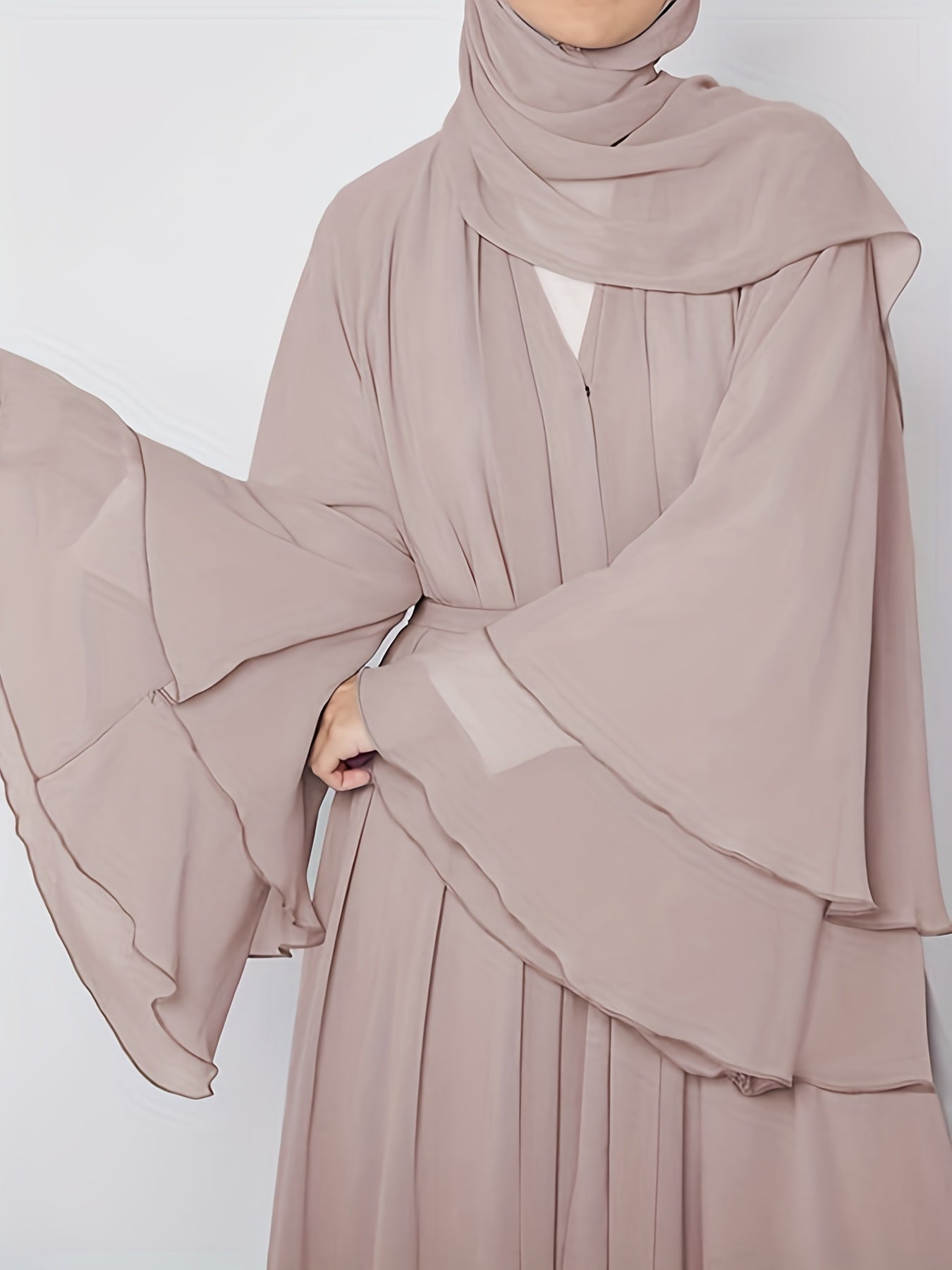 Ramadan Islamic Modest Dress Without Hijab, Long Sleeve Open Front Casual Modest Muslim Dress, Women's Clothing