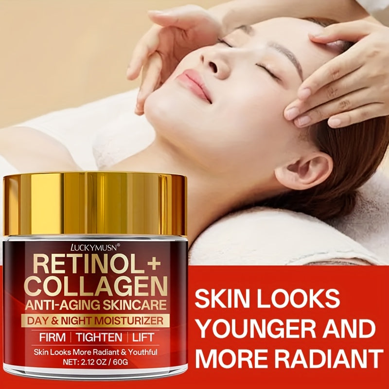 [Retinol Collagen Cream] Retinol Collagen Cream | Hydrates, Tightens, And Lifts Drooping Skin, Enhances Elasticity, Balances Skin Tone, Includes Hyaluronic Acid, Vitamin C, And Peptides, For All Skin Types