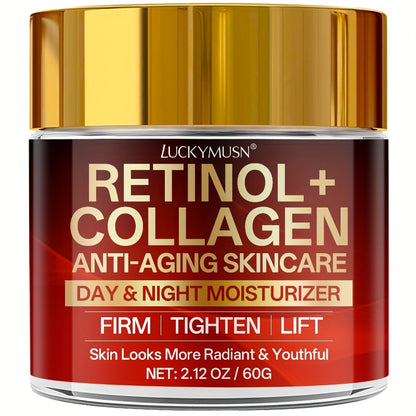 [Retinol Collagen Cream] Retinol Collagen Cream | Hydrates, Tightens, And Lifts Drooping Skin, Enhances Elasticity, Balances Skin Tone, Includes Hyaluronic Acid, Vitamin C, And Peptides, For All Skin Types