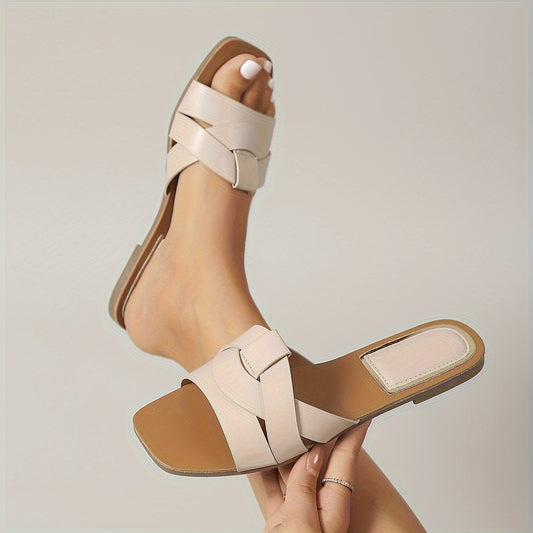 2025 New Arrival Women's Casual Sandals - Lightweight, Comfortable, Open-Toe Slip-Ons for Beach & Outdoor, Golden, Nude, White, Black