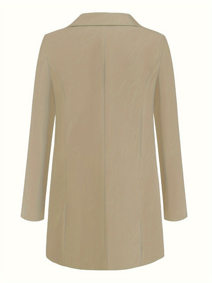 Stylish Blue Open Front Blazer for Women - Slim Fit, Long Sleeve, Casual Office & Work Jacket with Pockets, Lightweight Polyester, Machine Washable, Spring/Summer/Fall Wear, Casual Office Wear | Slim Fit Jacket | Glossy Finis