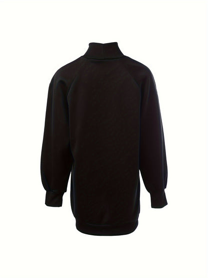 Faith Print Turtleneck Dress, Casual Loose Long Sleeve Dress, Women's Clothing