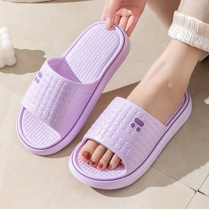 [Soft Slides] Soft Pink Women's Summer Slides | Non-Slip High-Density Geometric Pattern, Machine Washable, Comfortable Home Shoes for Relaxation, Ladies Slippers, Thick Sole Indoor Slippers, EVA