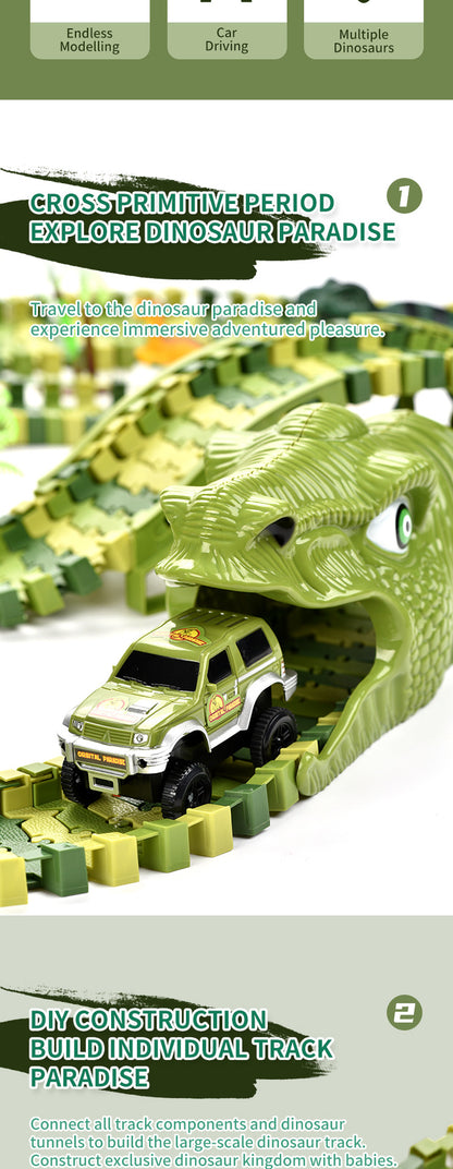 Dinosaur Toys Race Car Track, Create A Dinosaur World Road Race, Flexible Dinosaur Track Toys Set 120/240pcs Christmas Birthday Gifts For Boys Girls Kids Christmas Halloween Thanksgiving Gift Carnival