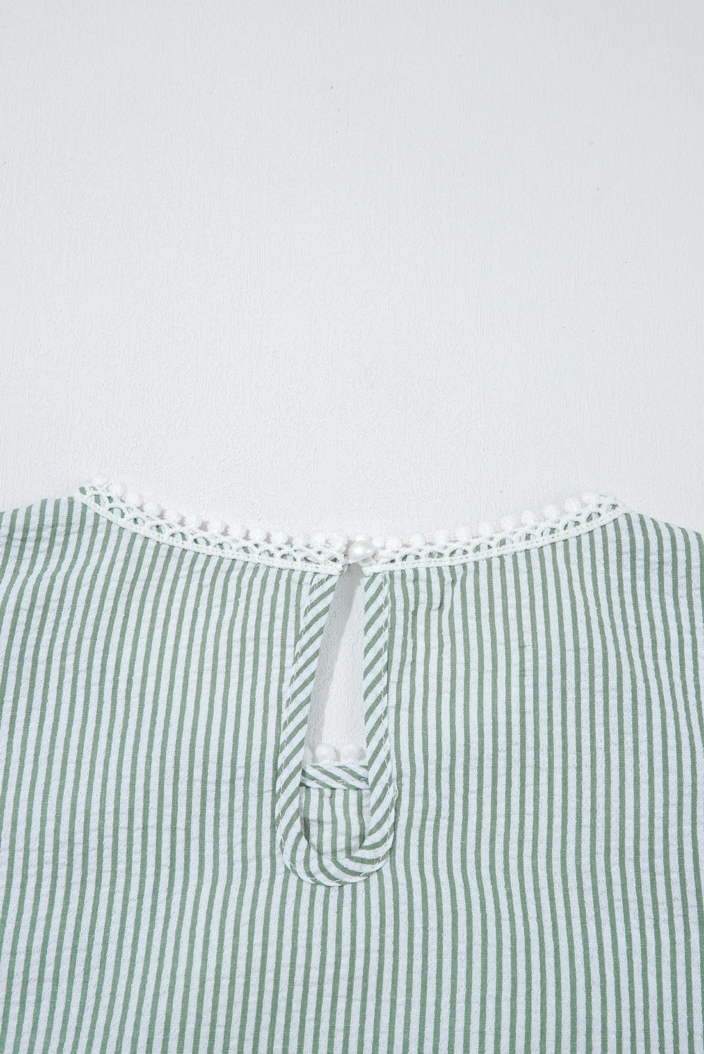 Green Stripe Lace Patchwork Crew Neck Tank Top