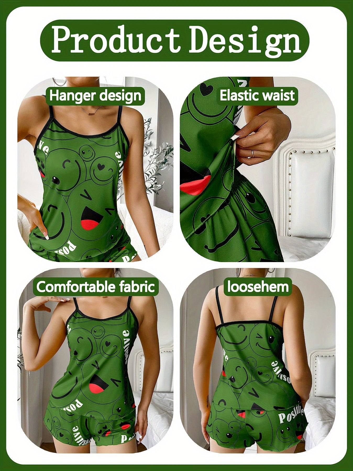 [Cute Pajama Set] Super Cute Printed Pajama Set | A Whimsical Featuring Elastic Waistband Shorts And a Comfortable Loose Top, Perfect for a Delightful And Restful Sleep