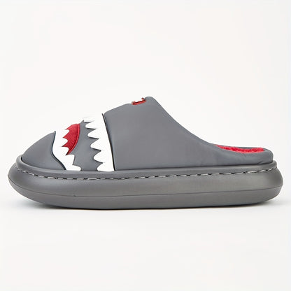 Trendy Animal Shark House Slippers For Women, Warm Lightweight Non-Slip Slip-On Indoor Home Shoes, Closed-Toe Kawaii Slippers Winter