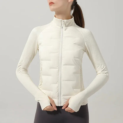 Autumn Winter Sport Seamless Splicing Down Jacket Women Thin Down Jacket For Women Ultralight Puffer Jacket Running Jacket