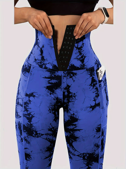 Tie Dye High Waist Yoga Leggings - Sculpting, Butt Lifting, Tummy Control, Moisture-Wicking, Four-Way Stretch Fitness Pants for Women - Wide Waistband, Comfortable, Sweat-Resistant, Perfect for Gym, Sports, Running, and Yoga
