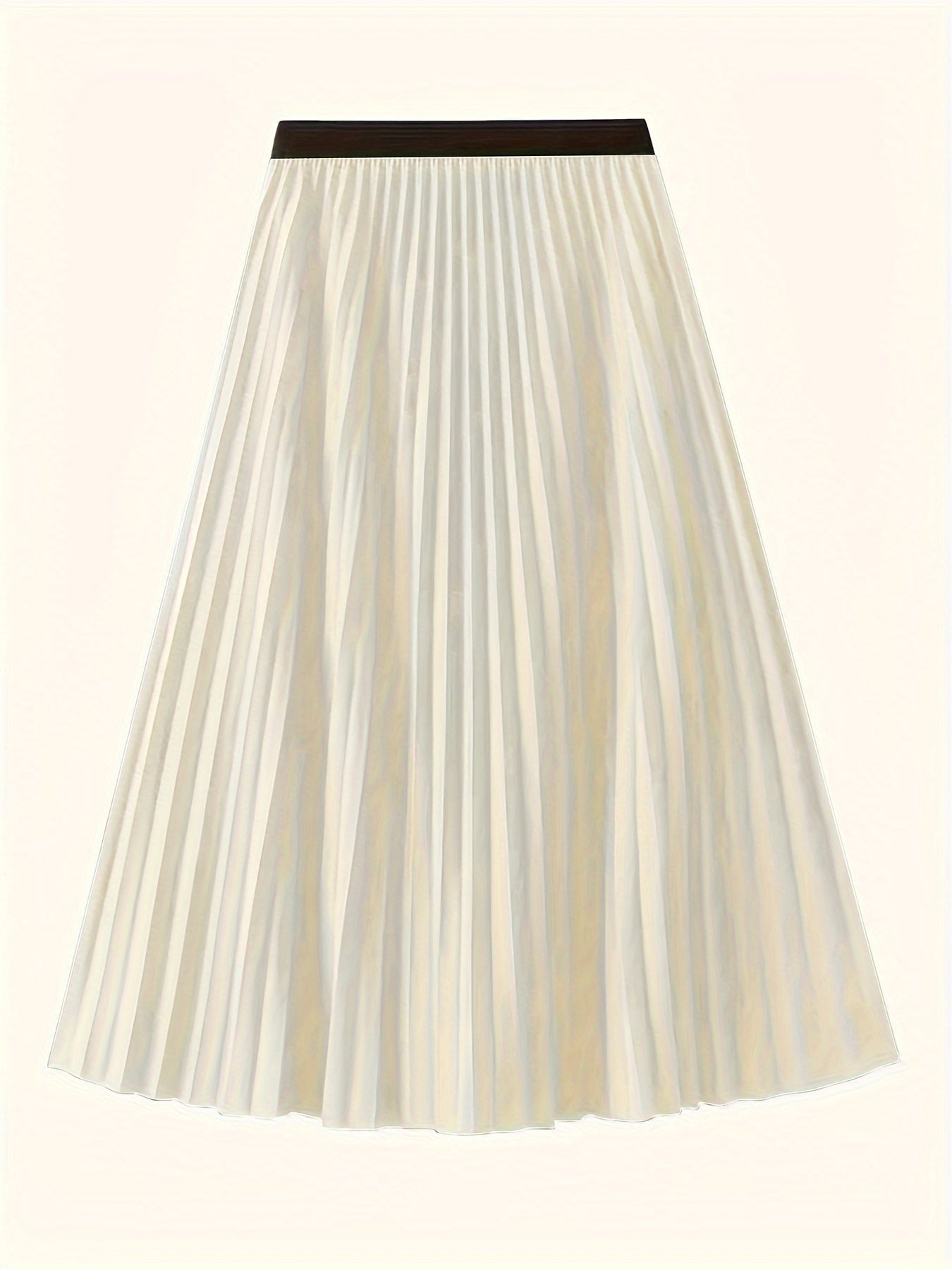 Solid Pleated Hem Skirt, Casual Midi Skirt For Spring & Summer, Women's Clothing