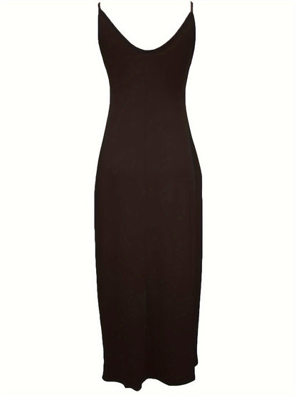 Faith Print Backless Dress, Casual Spaghetti Strap V Neck Loose Dress, Women's Clothing