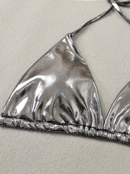 24 European and American Cross-border Bikini Set Sexy Slim Fit Glitter Fabric Nightclub Bikini Hot Selling