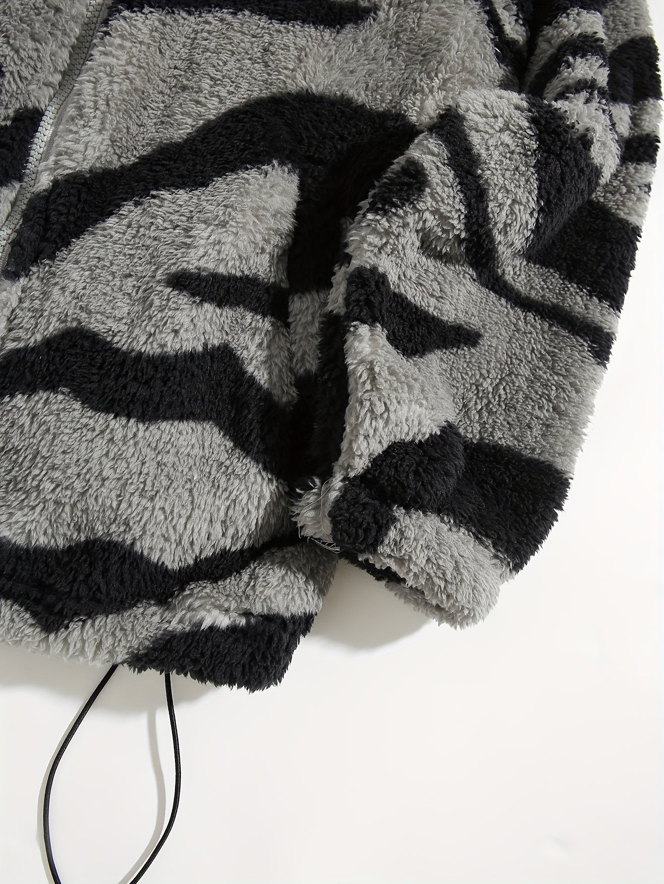 Aztec Pattern Fuzzy Jacket, Casual Zip Up Outwear For Winter & Fall, Women's Clothing