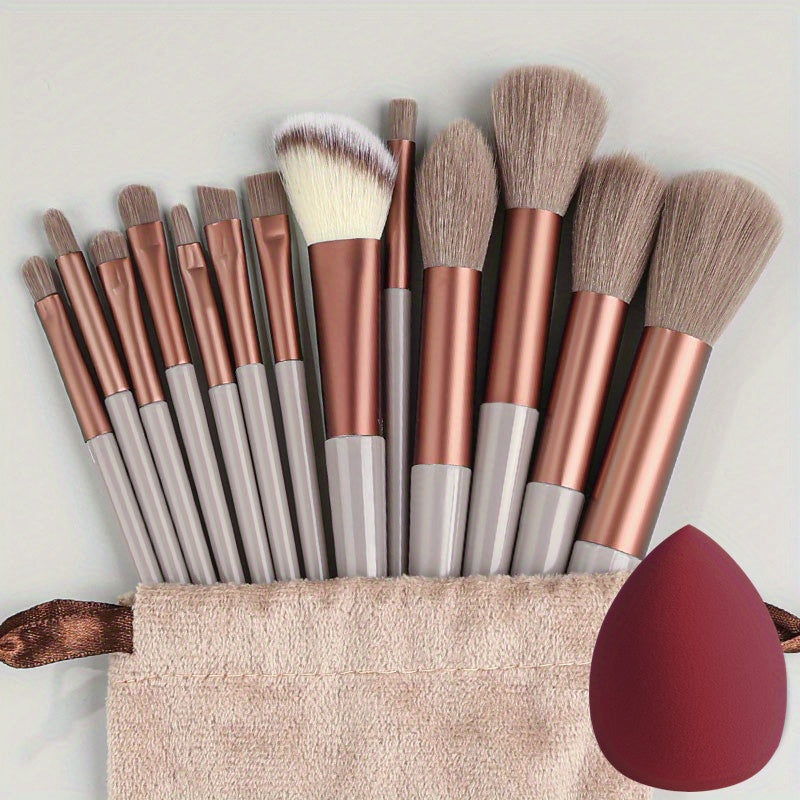 13PCS Soft Fluffy Makeup Brushes Set With Makeup Sponge For Cosmetics Foundation Blush Powder Eyeshadow Kabuki Blending Makeup Brush Beauty Tool