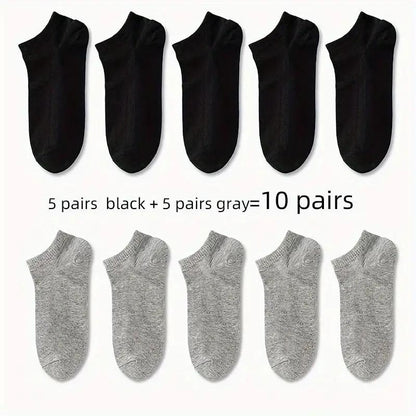 1/5/10pairs Men Women Socks Comfortable Breathable Ankle Socks Spring Summer
