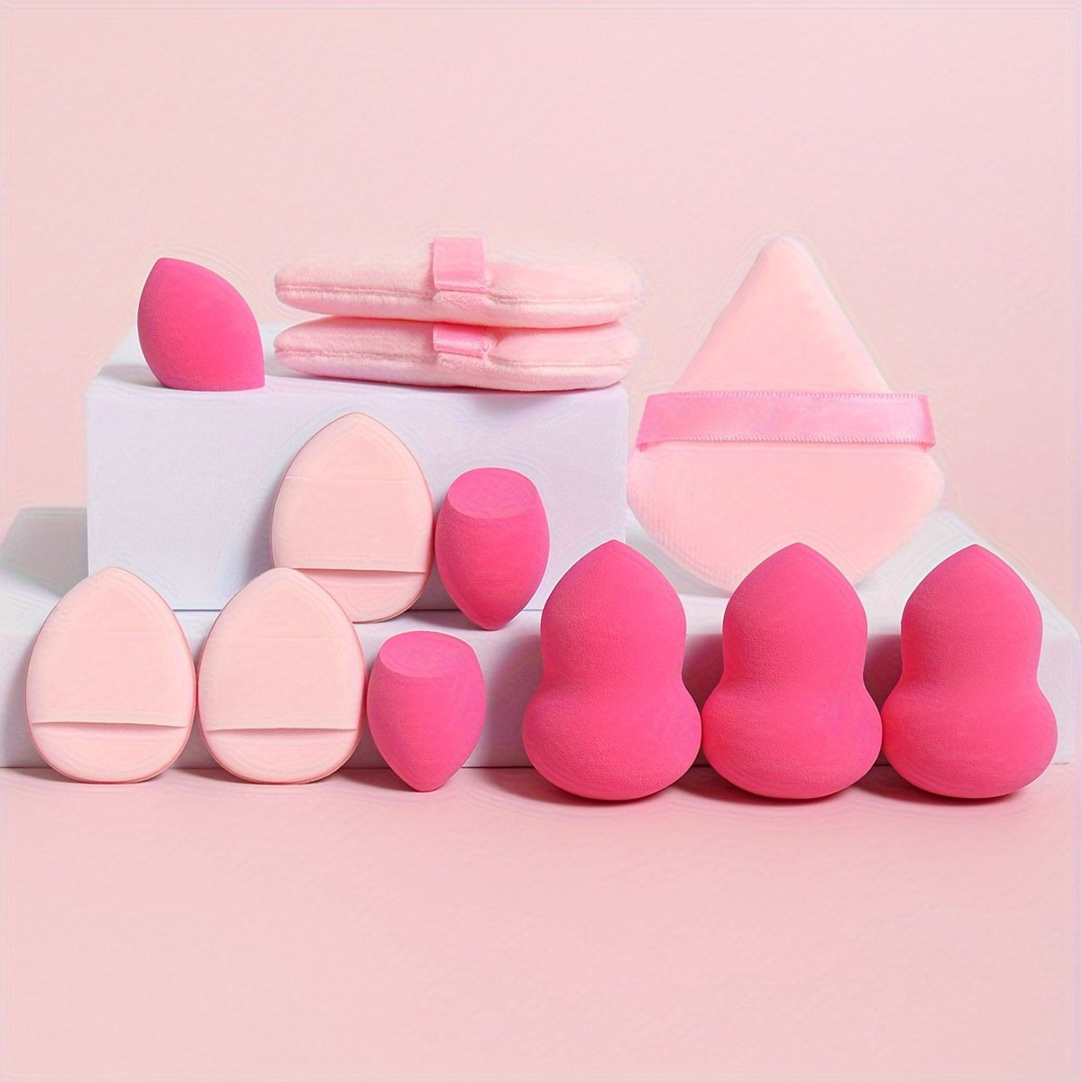 12-Piece Multi-functional Makeup Sponge Puff Set, Flawless Blending For Liquids, Creams & Powders, Latex-Free, Dry & Wet Dual-Use Foundation, Contouring & Highlighting Sponges With Mini Cushion Puffs For All Skin Types