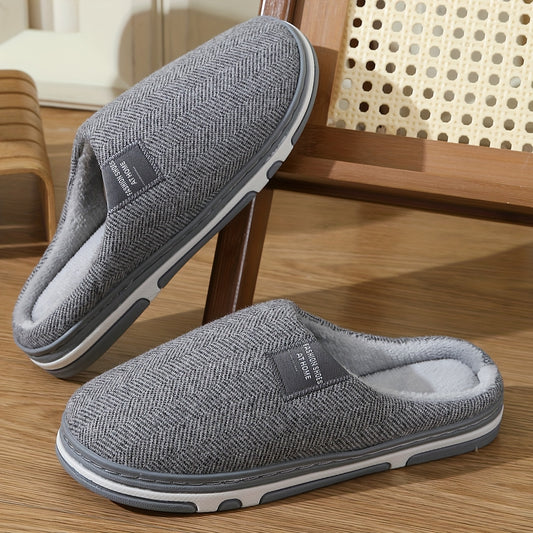 Women'S Plus Size Vintage-Inspired Gray Slip-On Slippers - Soft Fabric Upper & TPR Sole, Comfortable Flat Home Shoes for All-Season Wear, Cozy Indoor Footwear | Vintage Slippers | Plush Fabric Slippers, House Slippers