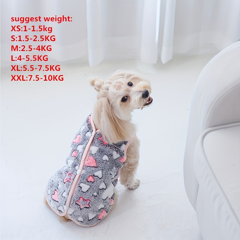 1pc Soft Warm Dog Vest, Plush Comfortable Pet Coat For Small And Medium Dogs Autumn And Winter Clothes For Indoor And Outdoor Wear