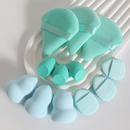 12-Piece Multi-functional Makeup Sponge Puff Set, Flawless Blending For Liquids, Creams & Powders, Latex-Free, Dry & Wet Dual-Use Foundation, Contouring & Highlighting Sponges With Mini Cushion Puffs For All Skin Types