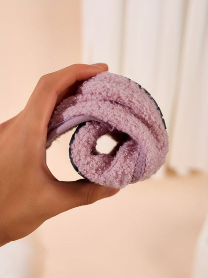 Women's Winter Warm Slip-On Slippers with Closure - Soft Fabric Indoor/Outdoor House Shoes, Non-Slip Rubber Sole & Plush Lining for Cozy Comfort, Light Blue, Indoor Slippers, Home Comfort, Simple Style, Comfortable Fit, Home