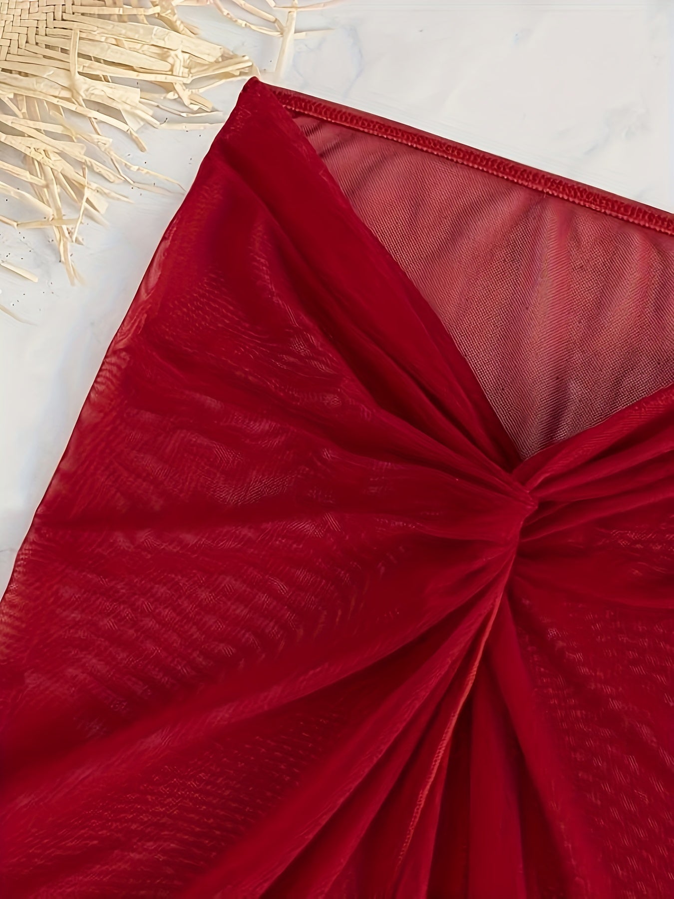 Solid Color 3 Piece Set Bikini, U-Wire High Cut With Cover Up Skirt Swimsuits, Women's Swimwear & Clothing