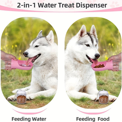 Portable Dog Water Bottle with Food Container - Large Capacity Outdoor Water Dispenser for Dogs, Puppies, and Cats - Perfect for Walking, Hiking, and Travel - Keep Your Pet Hydrated and Nourished on the Go