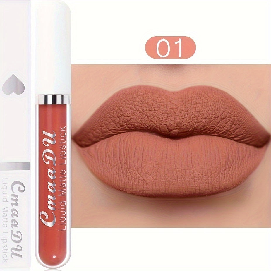 Long-Lasting Matte Liquid Lipstick - Waterproof, Non-Stick, Fruit Scented, Sweatproof, Hydrating, Lightweight, Durable Makeup for Dining, Swimming, Summer - Fruit Fragrance, Cup-Shaped Applicator