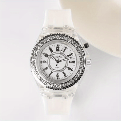 Stylish Quartz Sports Watch for Women - Luminous Display, Elegant Transparent Design & Comfortable Silicone Strap