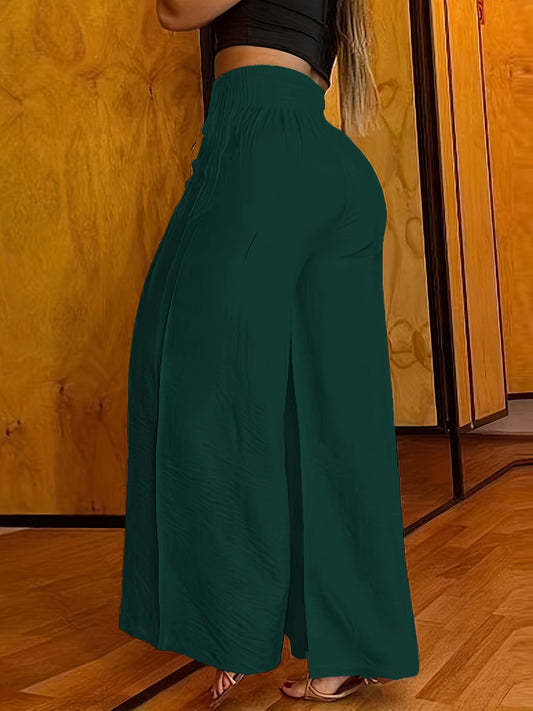 Abstract Face Print Pants, Casual Wide Leg High Waist Pants, Women's Clothing