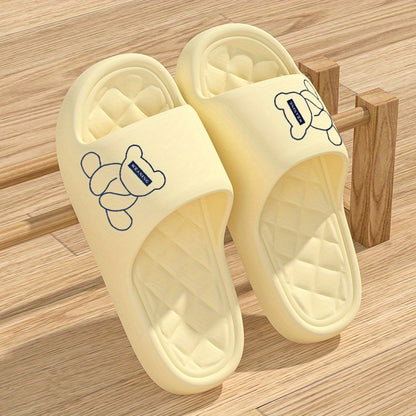 Adorable Cartoon Bear Women's Home Indoor Lightweight Anti-slip EVA Slippers, Fashionable Casual Beach Sandals