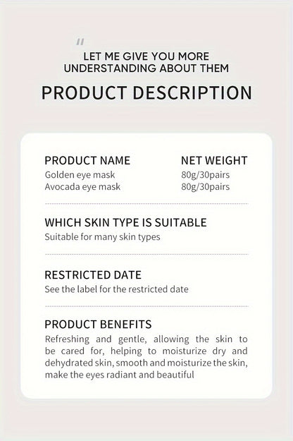 Collagen Eye Mask For Moisturizing & Refining Pores, Tightening And Lifting The Skin Around The Eyes, Brightening And Smoothing The Skin Around The Eyes, For Women And Men