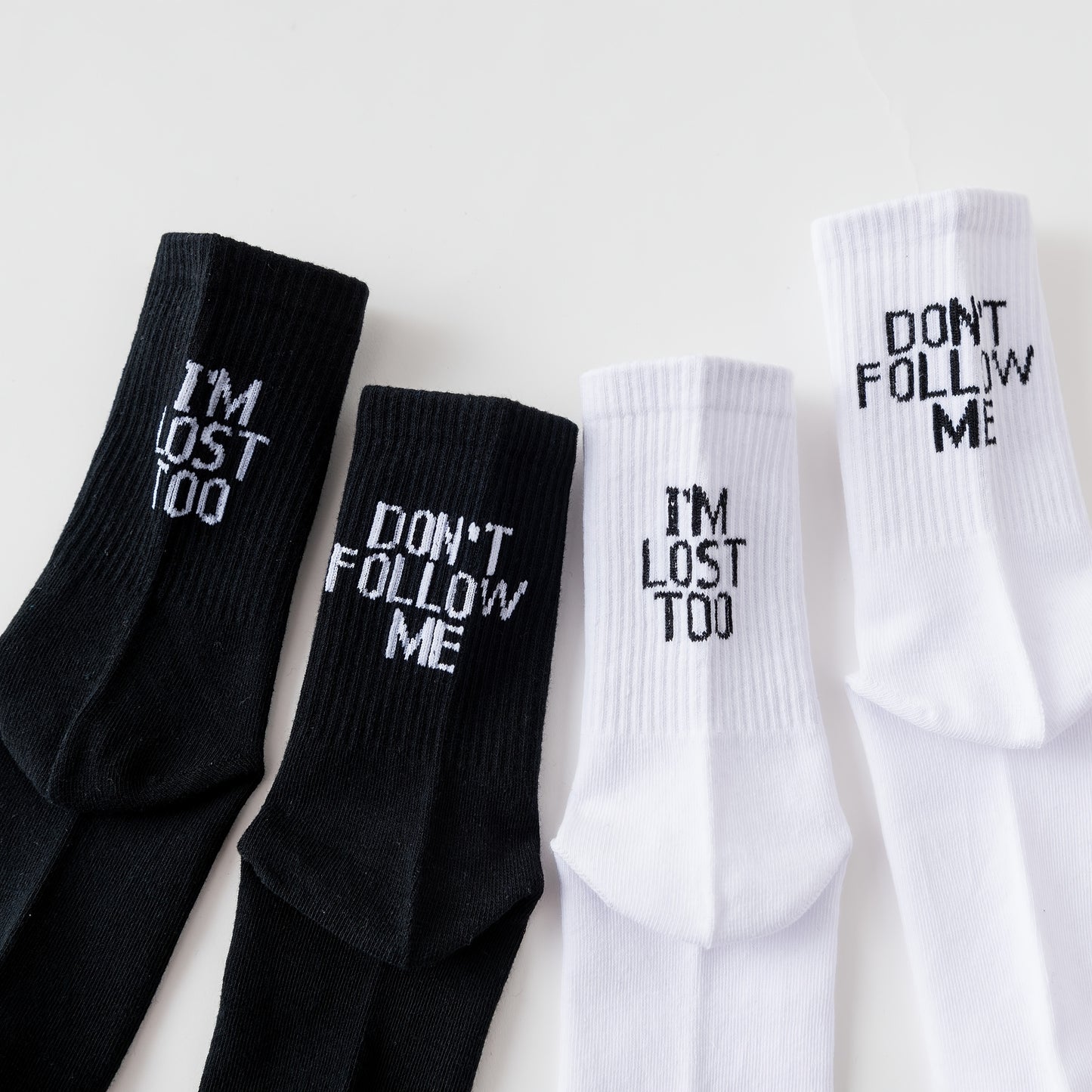 1/3/5 Pairs Autumn Winter Men Funny Humor Word Printed Socks Creative Hip Hop Street Skateboard Unisex Crew Happy Sock