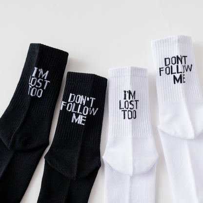 1/3/5 Pairs Autumn Winter Men Funny Humor Word Printed Socks Creative Hip Hop Street Skateboard Unisex Crew Happy Sock