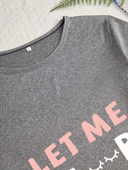 3pcs Women'S Pajama Set, Simple Style Knit Polyester Sleepwear, with Alphabet Print, Crew Neck, Bow Detail, for All Season Comfort Loungewear