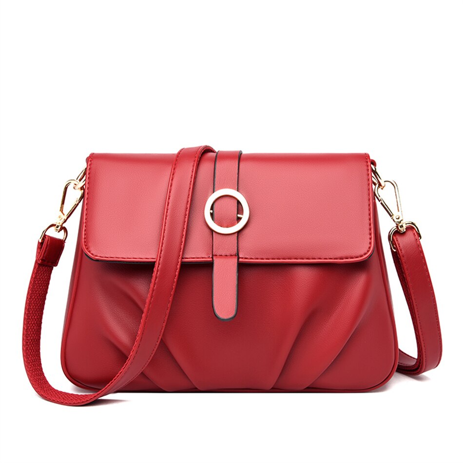 High Quality Ruched Shoulder Bag Soft Leather Luxury Handbag Women Bags Designer Crossbody Bag Female Fashion Messenger Bag