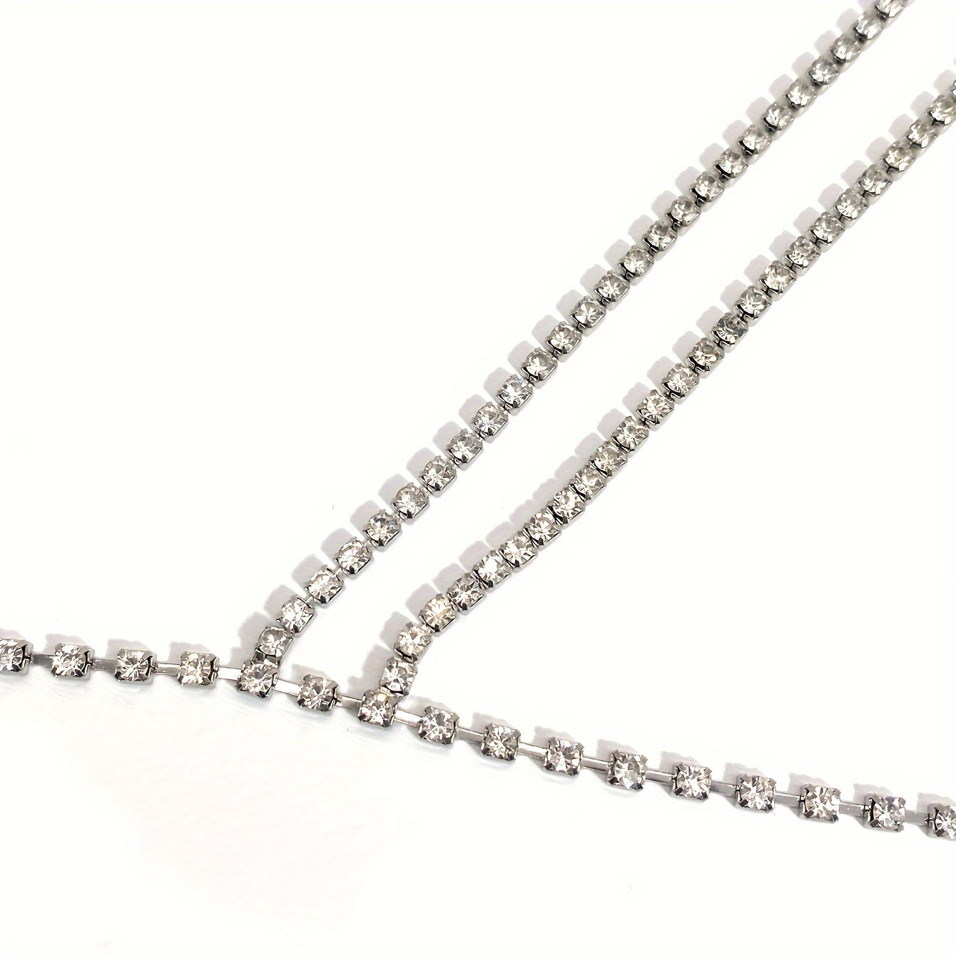 [Luxury Chest Chain Jewelry Shiny] Luxury Cross Chest Chain Shiny Rhinestones Body Chain Jewelry