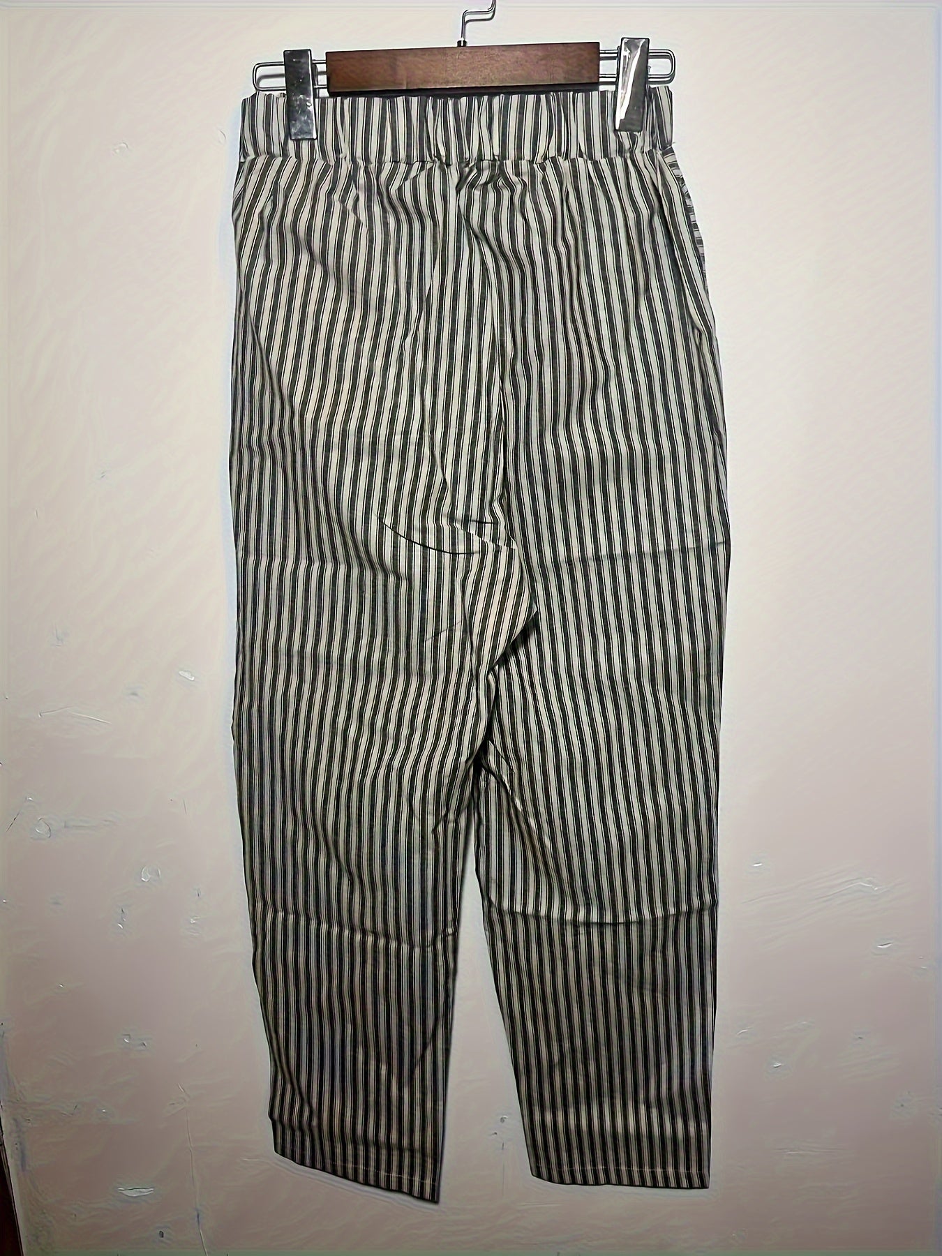 Striped Slant Pocket Drawstring Pants, Casual Pants For Spring & Summer, Women's Clothing