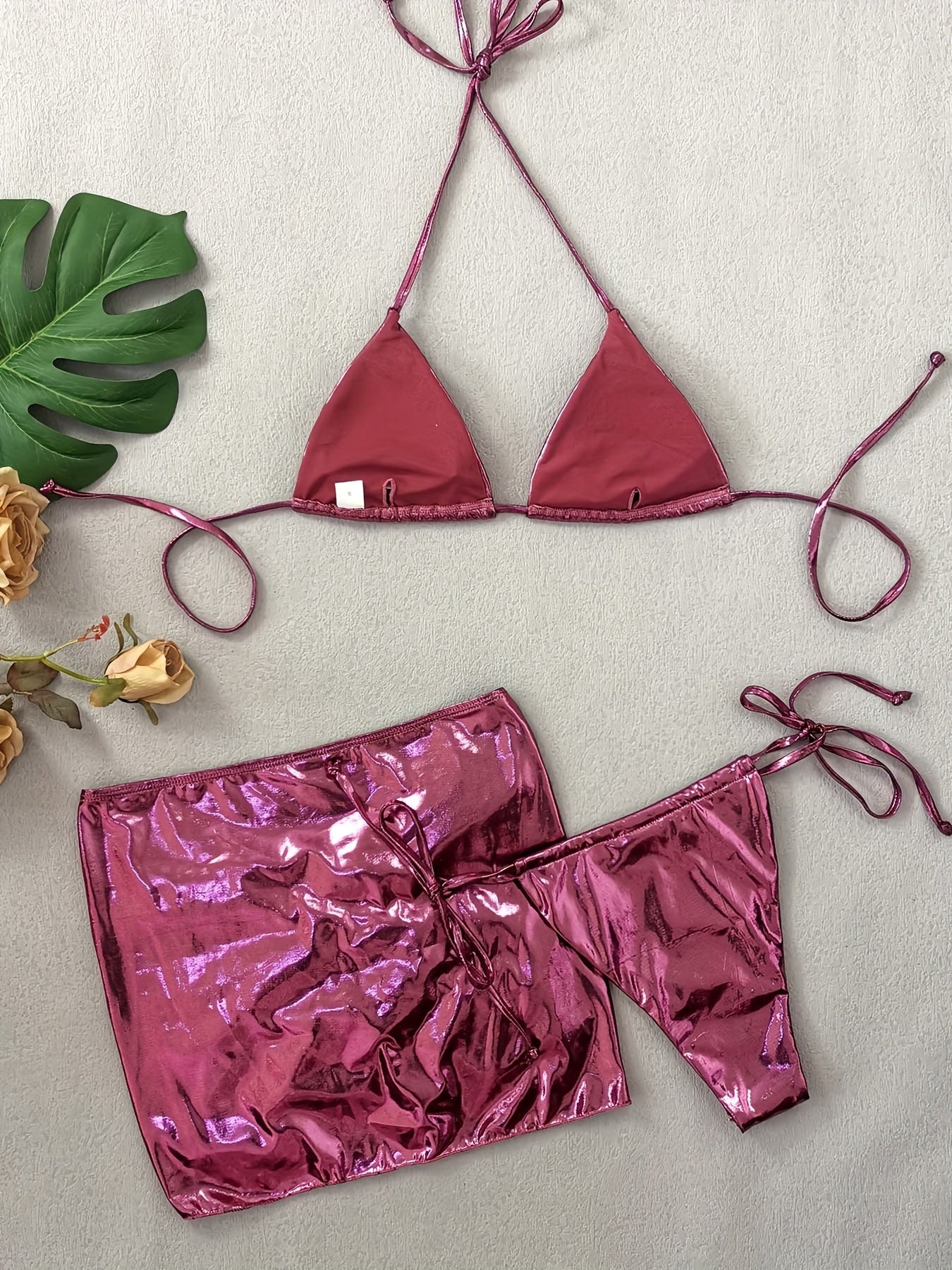 24 European and American Cross-border Bikini Set Sexy Slim Fit Glitter Fabric Nightclub Bikini Hot Selling