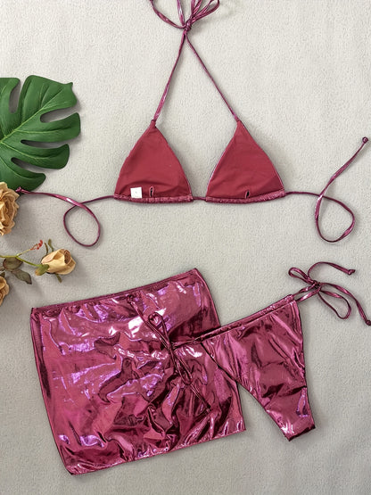 24 European and American Cross-border Bikini Set Sexy Slim Fit Glitter Fabric Nightclub Bikini Hot Selling