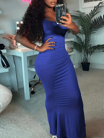 Women's Casual Lounge Slip Long Dress, Sexy Sleeveless Backless Bodycon Maxi Dress, Women's Clothing