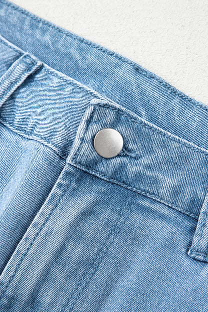 Myosotis Acid Washed High Rise Cropped Wide Leg Jeans