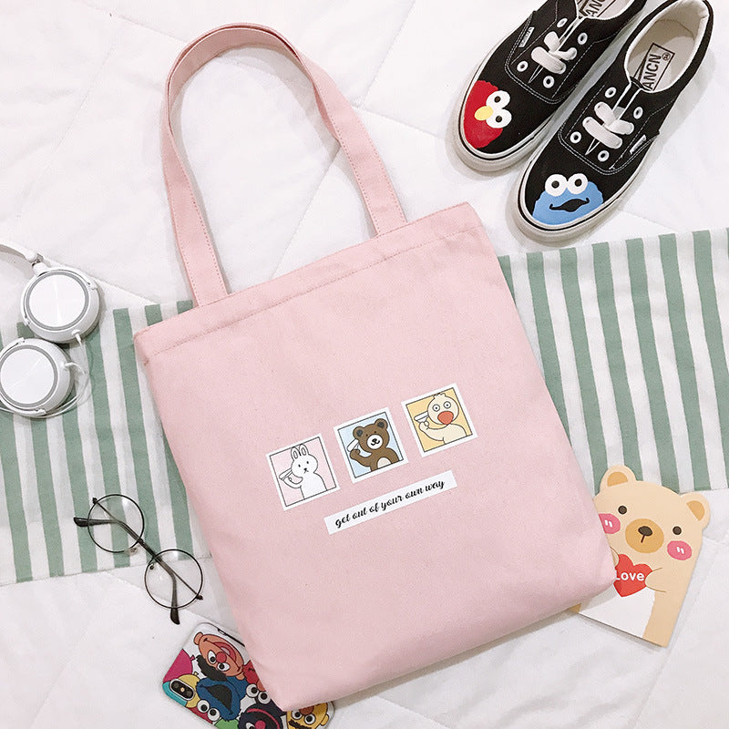 Bag Women's New Cartoon Cute Student Shoulder Bag Canvas Tote Bag