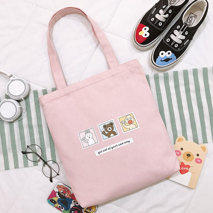 Bag Women's New Cartoon Cute Student Shoulder Bag Canvas Tote Bag