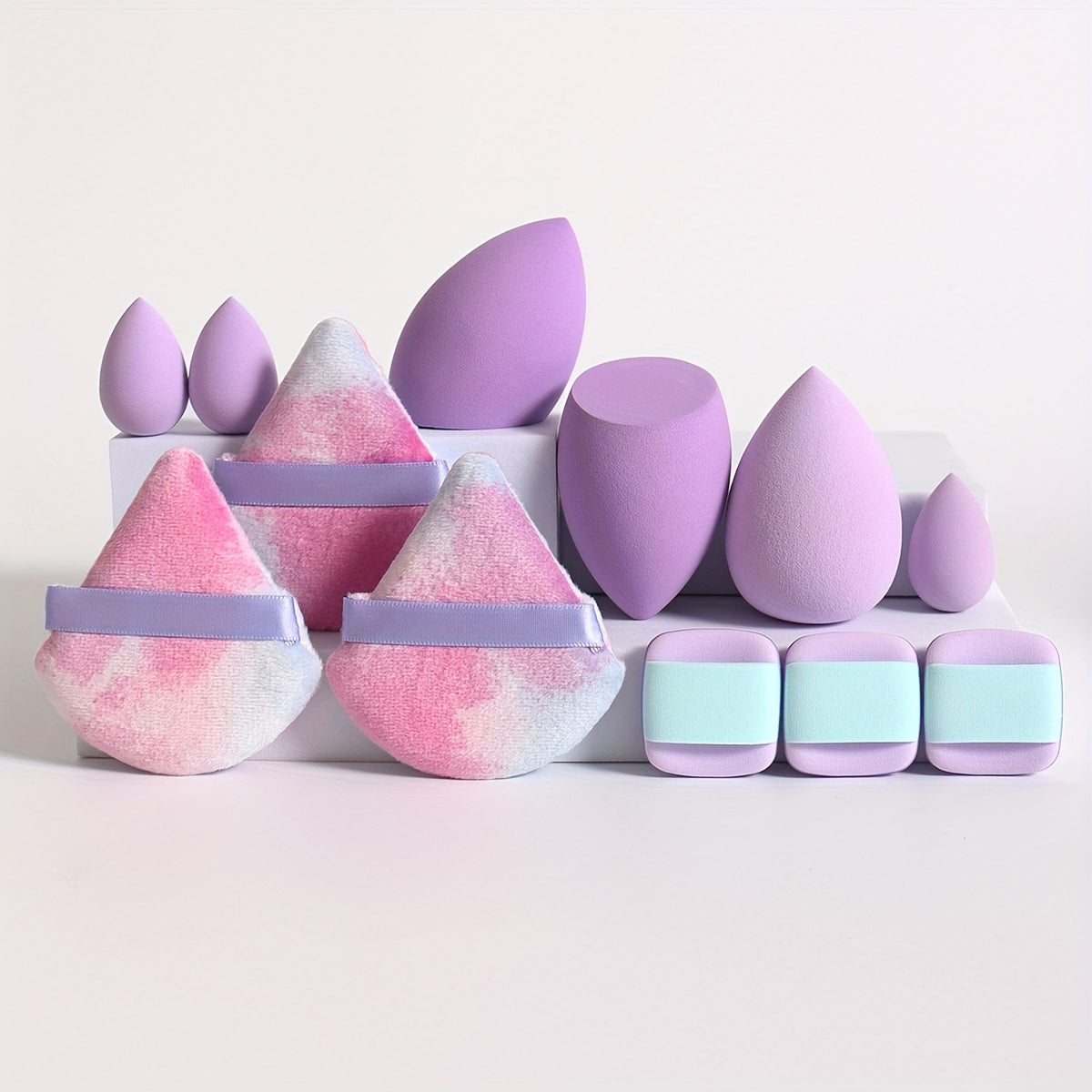 12-Piece Multi-functional Makeup Sponge Puff Set, Flawless Blending For Liquids, Creams & Powders, Latex-Free, Dry & Wet Dual-Use Foundation, Contouring & Highlighting Sponges With Mini Cushion Puffs For All Skin Types