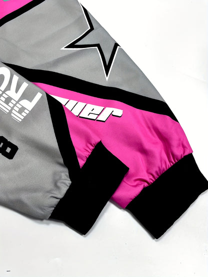 Elegant Color-Block Motorcycle Jacket for Women - Loose Fit, Slimming Baseball Style, Polyester, Machine Washable, Middle East Special Project Style, ALL/Global/All