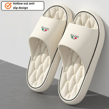 MILANO EVA Slippers - Lightweight, Quick-Dry, Comfortable Home & Bathroom Shoes with Textured Sole, Hollow-Out Design, Black & White Italian Flag Pattern, Perfect for Men and Women, Bathroom Slippers | Stylish Slippers | EVA