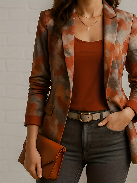 Chic All Over Print Blazer | Regular Sleeve, Single Button Placket, Versatile Slim Fit Jacket for All Seasons