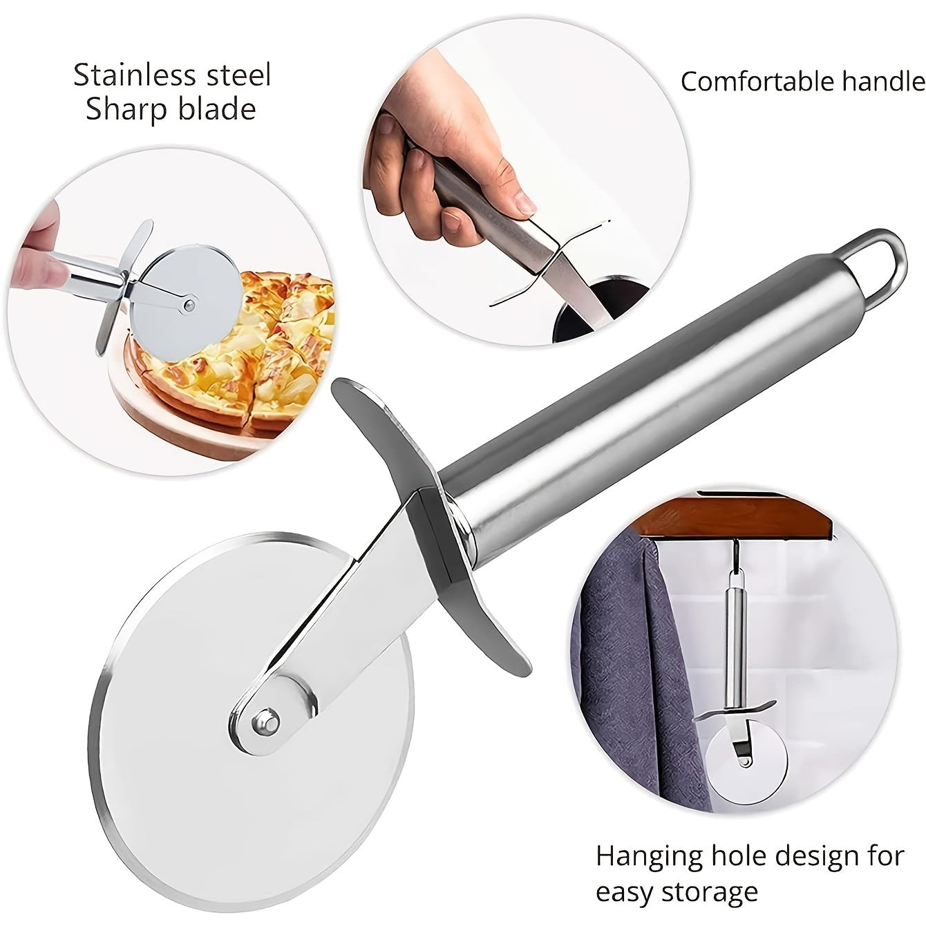 Effortlessly Roll Out Perfect Pizza with this Stainless Steel Pizza Wheel Knife